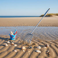 Stainless Steel Clam Rake Rust Resistant 7 Tine Beachcombing Rake Multipurpose Clam Digging Fork for Beachcombers, Gardeners