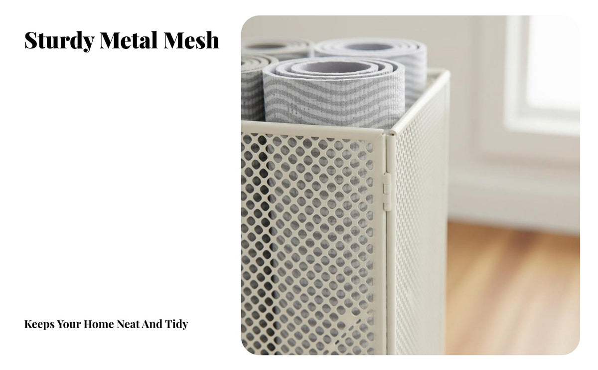Space-Saving Exercise Mat Storage Rack Large Capacity Fitness Equipment Holder Sturdy Construction Multi-Basket Storage Stand Easy to Assemble for Home Gym