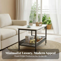 Nordic design 2-Tier Rolling End Table Modern Minimalist Design Household Furniture Light Luxury Utility Cart Easy to Move for Apartment Dwellers, Office Workers, Living Room, Small Spaces, Bedroom, Balcony