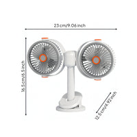 Two-Head Fan Adjustable Double-Head Cooling zoneSaving for Students, Dorm Room, Bedside Table
