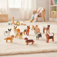 12 Pieces Painted Miniature Dog Figurines Compact Dog Figure Lovely Toy Dogs Active for Desk Decor, Diorama