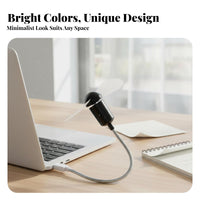 USB Gooseneck Fan Plug and Play Flexible Gooseneck Fan Low Power Consumption for Office Workers, Commuters, Travel, Dorm Room, Library