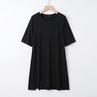Summer Dress for Women with Pockets and Short Sleeves, Casual Midi Beach Style in Breathable Blend, Loose Fit Round Neck Design