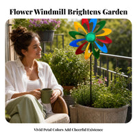 Multicolor Metal Garden Rotator Curved Blades Garden Rotator Garden Stake for Outdoor