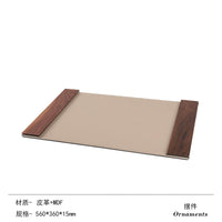 Wood Grain Desk Mat with Storage and Pen Holder