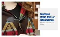 Bohemian Ethnic Shawl, Hooded Scarf Cape, Geometric Pattern, Women's Autumn Wrap