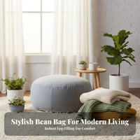 Soft & Comfortable Round Pouf Ottoman Lightweight & Portable Beanbag Chair Versatile Use Floor Seating High Resilience for Students, Parents, Balcony, Small Areas, Living Room, Lounge Area