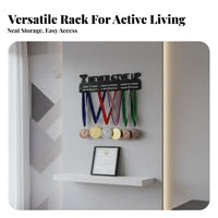 Drill-Tool-Less Installation Wall Mounted Medal Hanger Easy to Install Wall Mounted Medal Holder Sturdy for Runners, Bedroom, Living Room