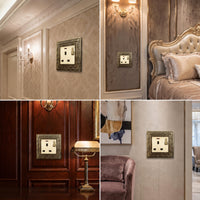 13A Wall Outlet Antique-Style Single-Gang Wall Plate Single Outlet Receptacle Cover Decorative Hardware Corrosion-Resistant