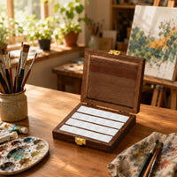 24 Compartments Wood Art Storage Box Divided Insert Art Supply Organizer Box Hinged Lid Metal Clasp