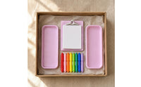 Blank Sheet 1/12 Scale Stationery Set Plastic Dollhouse Clipboard Set Molded Miniature Writing Tools Multi-Color for Scene Decoration