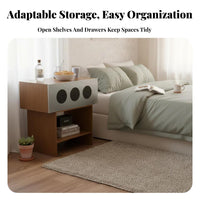 20th Century20th Century-modern Modern aesthetic Single-Drawer Bedside Cabinet Modernist Movement Inspired Nightstand space-saving Size Bedroom Storage Sturdy and Stable Design for Renters