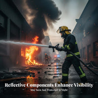 Thickened Design Firefighter Suit Set Retardant Firefighting Combat Suit High-Visibility Reflective Strips Fire Protection Clothing Heat-Insulating for Firefighters, Emergency Responders, Rescue Workers Relief, Industrial Safety