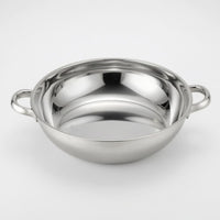 Polished Metal Stainless Steel Hot Pot Side Handles Round Hot Pot Wide Bowl Cookware Stovetop Compatible