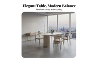 5 Pieces Wabi-Sabi Aesthetic Oval Pedestal Table Set Cream Design 7-Piece Oval Pedestal Dining Set Minimalist Design Home Furniture Heat Resistant for Apartment Dwellers, Homeowners, Entertainers, Kitchen