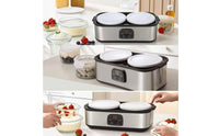 Digital Automatic Yogurt Maker Stainless Steel Yogurt Maker with Glass Cups Time Controlled Appliance Compact for Countertop