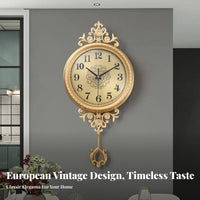 European Hanging Clock Non-Ticking Silent Wall Clock Analog Home Decor for Living Room, Entryway, Hallway Decoration