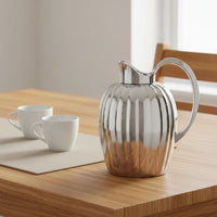 Mirror Finish Water Jug Ribbed Stainless Steel Pitcher Nordic Style Beverage Carafe for Kitchen