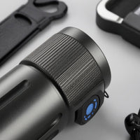 Type-C Charging Rechargeable Flashlight Textured Grip Metal Flashlight Wrist Strap LED Torch Light Storage Pouch