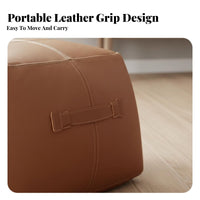 Minimalist Design Square Pouf with Handle Nordic Aesthetic Upholstered Footrest Cube Versatile Use Ottoman Long-Lasting Construction for Interior Designers, Homeowners, Entryway, Living Room, Home Office, Reading Nook