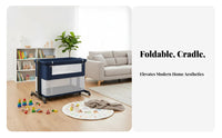 Foldable Design Bedside Co-Sleeper Rocking Function Portable Bedside Sleeper Multi-Functional Newborn Cradle Lockable Wheels for Newborns, Infants, Caregivers, Travel, Bedroom, Living Room