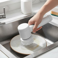 Waterproof Handheld Electric Cleaning Brush Long Battery Life Cordless Power Scrubber Wall-Mountable for Household, Kitchen, Bathroom