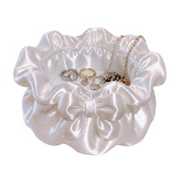 Decorative Bow Petal-Shaped Jewelry Box Open Top Ruffled Jewelry Box Tabletop Organizer Home Accessory