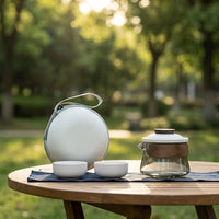 Portable Travel Tea Set for Tea Lovers, Borosilicate Glass Teapot with 2 Cups, Compact Tea Set for On-the-Go, Office & Camping