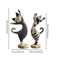 2 Pieces Cat Figurines with Bases Vintage-Style Cat Figurines Sculpture Hand-Painted Figurine Textured for Collectors, Bookshelf