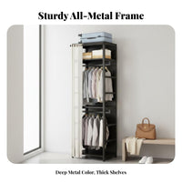 Customizable Layout configurable Open Wardrobe DIY Assembly Freestanding Closet with Shelves and Hanging Rails Space-Saving Garment Rack System Easy to Assemble for Apartment Dwellers, Renters, Homeowners, changing area