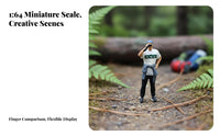 1:64 Scale Hiker Figure Realistic Feature Camping Scene Miniature Person Hand-Painted Resin Figurine Lifelike Features