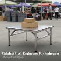Foldable Design Folding Leg Table Space-Saving Square Collapsible Stand Portable Household Furniture Installationno-Cost for Apartment Dwellers, Home Office Workers, Outdoor Market, Small Areas, Kitchen, Dining Room