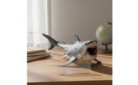 Megalodon Shark Figurine Detailed Fangs Megalodon Shark Toy Gray and White