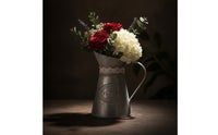 Vintage Flower Vessel Rustic Metal Pitcher Distressed Vase with Handle Country for Florists, Wedding