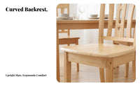 Solid Wood Construction Wooden Side Chair Chinese Design Slatted Back Wooden Chair Long-Lasting and Stable Seating Furniture High Weight Capacity for Homeowners, Families, Restaurant Owners, Dining Room, Kitchen, Cafe