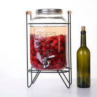 Glass Beverage Dispenser 3L with Stainless Steel Tap and Stand, Western Style Juice Dispenser, Large Capacity Drink Dispenser for Party Events