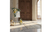 2 Pieces Wedding Arch Flower Set Verdant Greenery Yellow Blossom Arch Swag Easy to Install Yellow Blossom Floral Swag Set for Ceremony