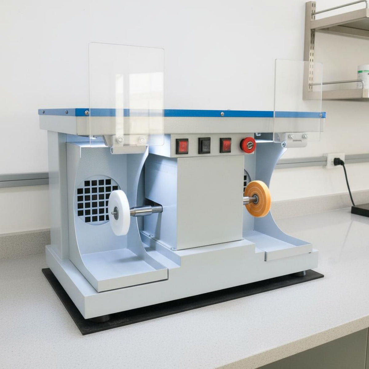 Twin Head Bench Polisher 3000 RPM High Speed Particle Collector Bench Lathe Dental Laboratory Workshop Polishing Lathe Built-In