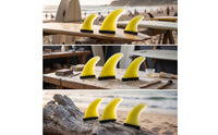 3 Pieces Thruster Fin Control-Oriented Surfboarding Fin with Paired-Tab Base Textured Twin Fins for Surfers