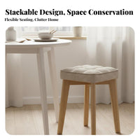 Stackable Padded Stool Space-Saving Design Household Furniture Comfortable Cushion Backless Seat for Families, Homeowners, Living Room, Home, Entryway