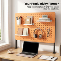 Pegboard Organizer for Desk with Clamp Mount, Metal Peg Boards for Workspace Organization, Removable Table Storage Rack for Students