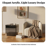 Transparent Design Clear Acrylic Cabinet With Drawer Nightstand Space-Saving Side Table Light Luxury for Apartment Dwellers, Minimalists, Young Adults, Bedroom, Small areas, Dorm Room, Entryway