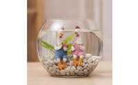 Farmhouse Chicken Couple Statues Seated Chicken Figurines with Overalls Cute Lawn Ornament Weather-Resistant for Gardeners, Balcony, Planter