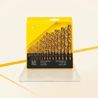 19 Pieces High-Speed Steel Twist Drill Bit Set HSS Drill Bit Set with Case Spiral Fluted Tool Black and Gold for Woodworking