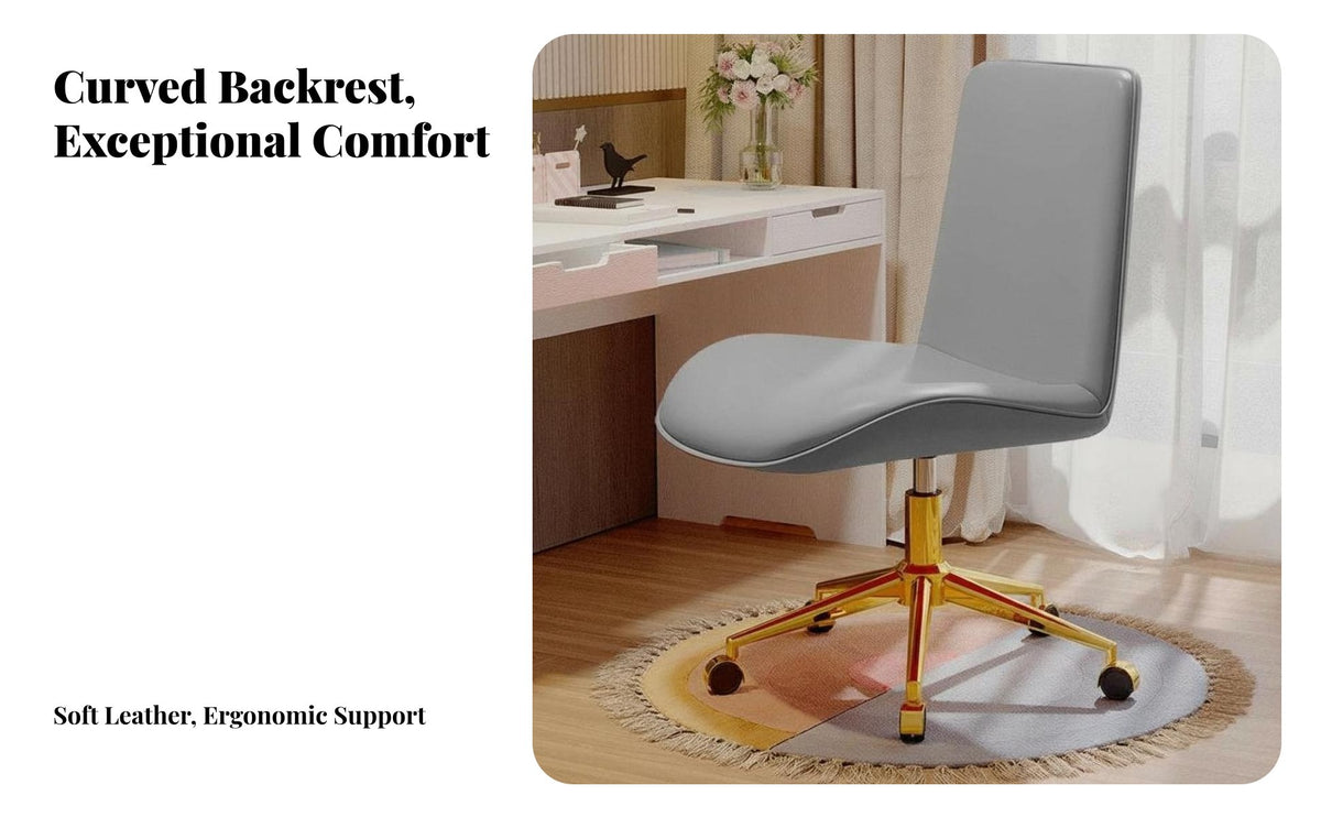 Gold-Tone Base Upholstered Shellsupport Caster Chair Nordic design rotating Seat effortless Rolling Casters Office Seating Adjustable Height for Students, Teens, Women, Dorm Room, Study, Bedroom
