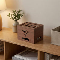 Ventilated Cutouts Wooden Router Box Concealed Router Storage Box Organized Cabinet-Style
