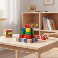 60 Pieces Colorful Wooden Cube Blocks Learn While Playing 3D Brainteaser Blocks Develops Logical Thinking Spatial Reasoning Toy Hand-Eye Coordination for Children, Preschoolers, Toddlers, Home, Classroom, Daycare