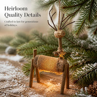 Christmas Wooden Reindeer Decoration with LED Lights for Holiday Decor