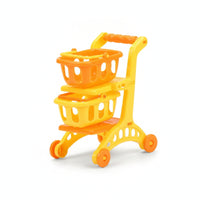 Two-Tier Toy Shopping Cart with Removable Basket Plastic Miniature Shopping Cart Safe Grocery Playset Interactive for Children