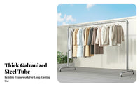 Thickened Steel Single Rod Clothes Rack Sturdy Industrial Pipe Clothing Rack Rust-Proof Liberated Standing Garment Stand Multi-Use for Homeowners, Boutique Owners, Balcony, Living Room, Bedroom, Courtyard